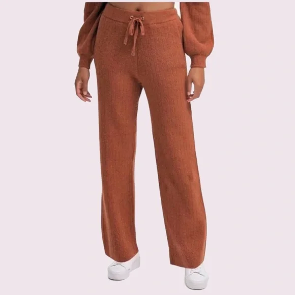 NWT DKNY Cashmere Blend Joggers, Rust Brown